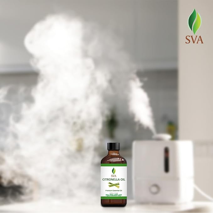 SVA Citronella Essential Oil – 4 Fl Oz – 100% Natural Citronella Oil - for Diffuser, Hair Care, Face, Skin Care, Aromatherapy, Scalp and Body Massage, Soap and Candle Making - with Dropper-VivaGrace Women