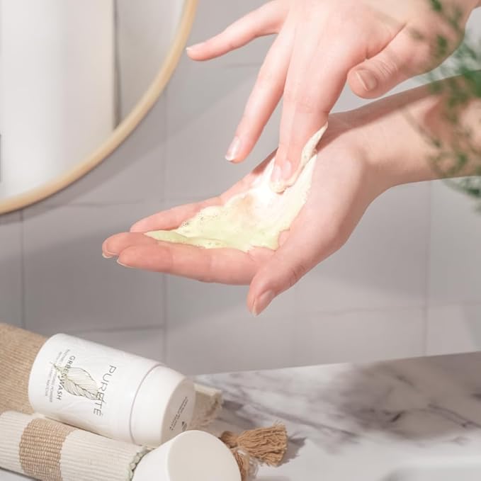 Pureté Greenwash Enzyme Powder Face Wash – Organic Exfoliating Cleanser with Matcha & Papain | Gentle, Non-Abrasive Powder Wash | Made in Japan | 1.4 oz