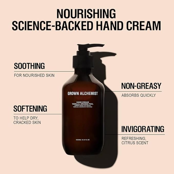 Grown Alchemist Hand Cream - Vanilla and Orange Peel. Non-Greasy Moisturizer that Soothes and Softens Hands (300ml).-VivaGrace Women
