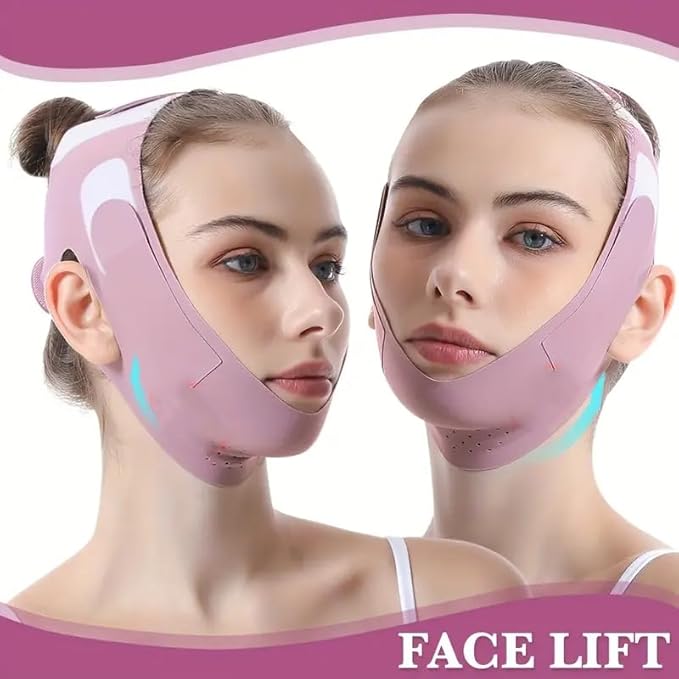 Face Slimming Mask, Breathable Mesh Design,V Line Face Lifting Strap and V Line Face Shaping Belt - Chin and Cheek Lifting Bandage for V Face Lift - Sleeping Mask Strap for Women - pink-VivaGrace Women
