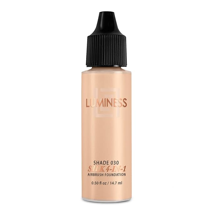 Luminess Air Silk 4-In-1 Airbrush Foundation- Foundation, Shade 030 (.5 Fl Oz) - Sheer to Medium Coverage - Anti-Aging Formula Hydrates and Moisturizes - Professional Makeup Kit for Cordless Air Brush-VivaGrace Women