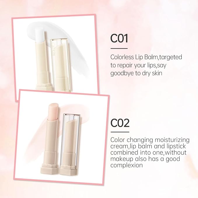 CATKIN Ultra Hydrating Natural Plant Extract Lip Balm for Dry Lips Moisturizing Chapstick Lip Treatment Repair Nourish Lip Skin Care Pink (C02 Color-changing)-VivaGrace Women