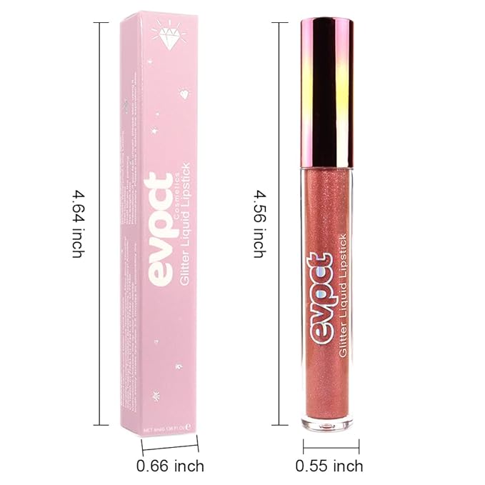 evpct 1Pcs Bronze Gold Matte to Glitter Liquid Lipstick Lip Set Kit, Long Lasting Matte Diamond Glitter Lipstick Waterproof, Colorful Sparkly Glossy Metallic Shimmer Sparkle Lip Gloss for Women 05#-VivaGrace Women