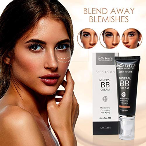Bellaterra Cosmetics BB Cream - Tinted Moisturizer, Mineral Foundation Makeup, Dark 107 | Skin Perfector, 1.69 oz-VivaGrace Women