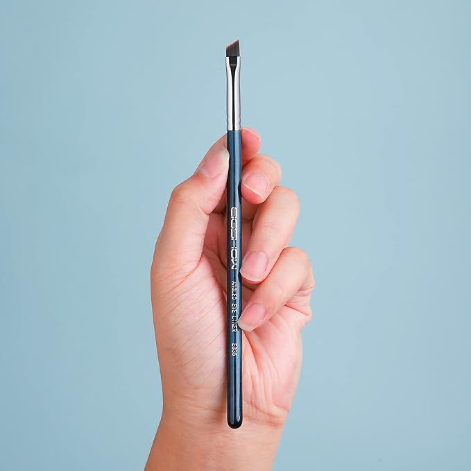 Eyeliner Brush Fine Angled - PRO Precision Gel Eye Liner Makeup Brush -Ultra Thin Slanted Flat Angle - Premium Cruelty Free Synthetic Bristles (E835 Blue)-VivaGrace Women