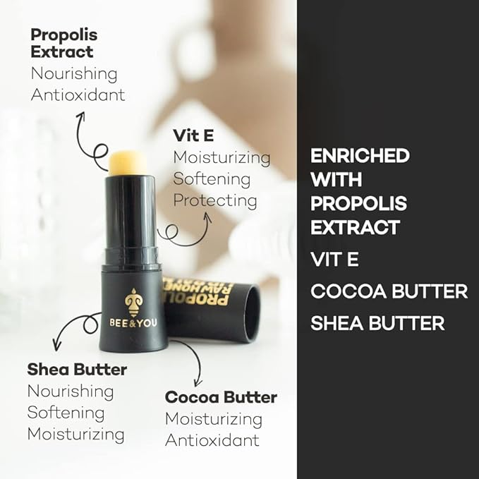 Bee and You 100% Natural Moisturizing Lip Balm, Chapstick, Chapped Lips Treatment Severe, Beeswax with Propolis Extract, Raw Honey, Vitamin E, Shea Butter, Non GMO, Gluten Free, 5g-VivaGrace Women