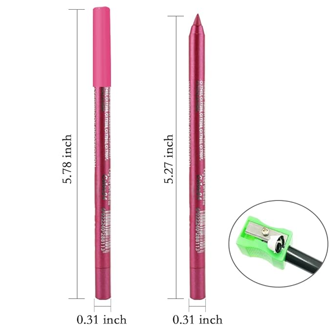 evpct Pearl Peach Red Gel Eyeliner Pencil for Women Waterline Waterproof Smudge Proof Eye Makeup Liners, Red Mascara Eye Liner Gel Liner Eyeliner with Sharpener delineador de ojos contra el agua 04
