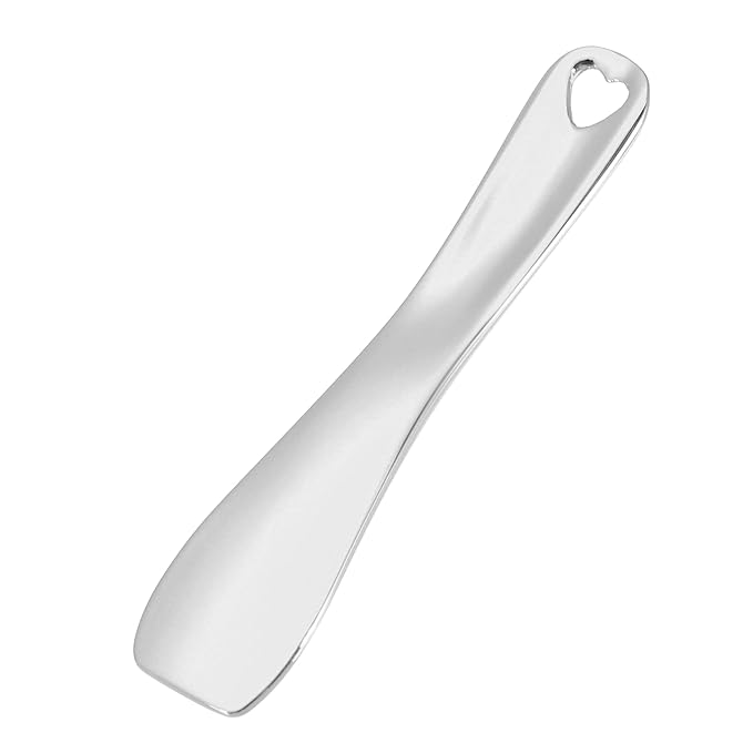 VOCOSTE 3 Pcs Makeup Spatula Mini Spoon, Eye Cream Massage Sticks Beauty Scoop, for Facial Cosmetic Face Cream, Heart Shape 2.36"x0.49", Silver Tone-VivaGrace Women