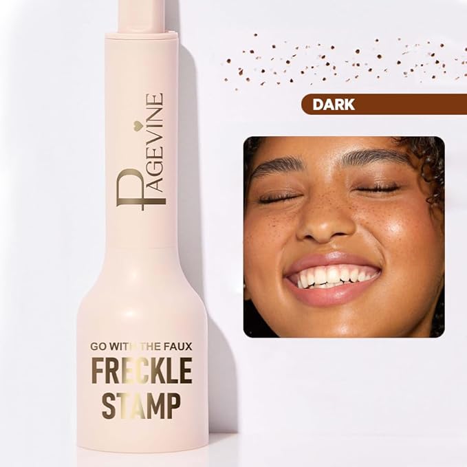 Upgrade Freckle Pen Stamp– Waterproof Faux Fake Freckles Makeup Tool, Natural-Looking Freckle Maker & Spray with Multi-Prong Precision Stamp Head, Long-Lasting Sunkissed Makeup (DARK)-VivaGrace Women
