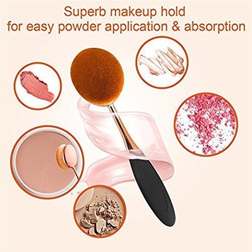 Yoseng Makeup Brushes Set 10Pcs Professional Oval Toothbrush Foundation Cream Contour Powder Blush Conceler Eyeliner Blending Brush New Fashionable Super Soft Cosmetic Brushes Tool with Box(Rose Gold)-VivaGrace Women