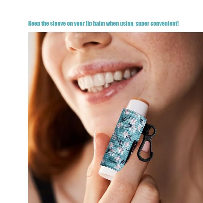 5pcs Lip Balm Holder Keychain Lipstick Sleeves Chapstick Elastic Sleeves for Men Women(Daisy/Tulip/Leo)-VivaGrace Women