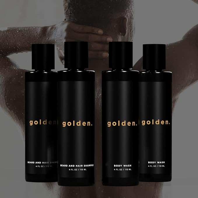 Golden Grooming Co. 3-in-1 Men's Body Wash - Hair & Beard Shampoo - Cleanses, Hydrates, Softens - Body Wash for All Skin Types - Refreshing Scent - 4FL Oz (Pack of 2)-VivaGrace Women