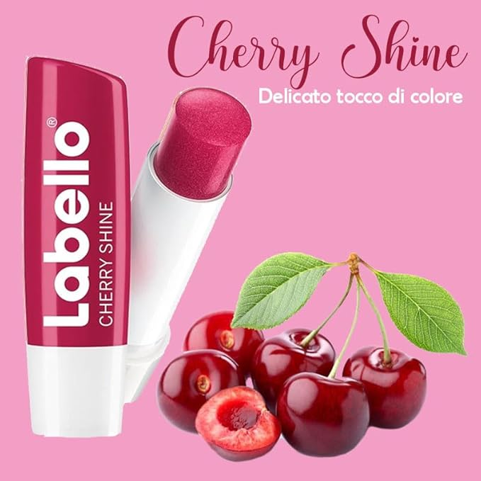 3 LABELLO CHERRY FRUITY SHINE LIP BALM STICK CARE BEAUTY SOFT SMOOTH SPF 10 NEW-VivaGrace Women
