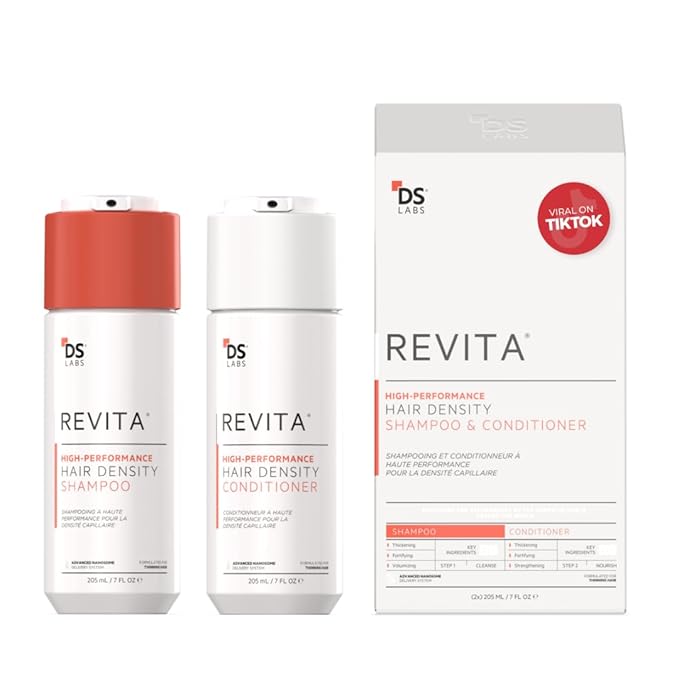 DS Labs Revita Shampoo and Conditioner – High-Performance Hair Density Shampoo & Conditioner, Volumizing & Thickening, Fuller, Healthier-Looking Hair, Sulfate & Silicone Free, For Men & Women, 205mL-VivaGrace Women