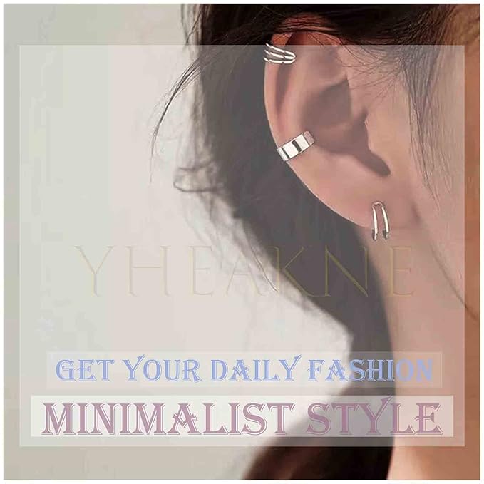 Boho Moon Star Ear Climber Earrings Silver Cz Star Ear Crawler Earrings Vintage Rhinestone Moon Cuff Earrings Cartilage Star Trailing Earrings Celestial Jewelry for Women and Girls Gifts-VivaGrace Women