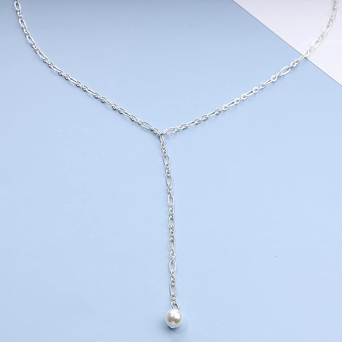 Long Pearl Necklace Pearl Lariat Y Necklace Chain Vintage Minimalist Necklace Jewelry for Women and Girls-VivaGrace Women