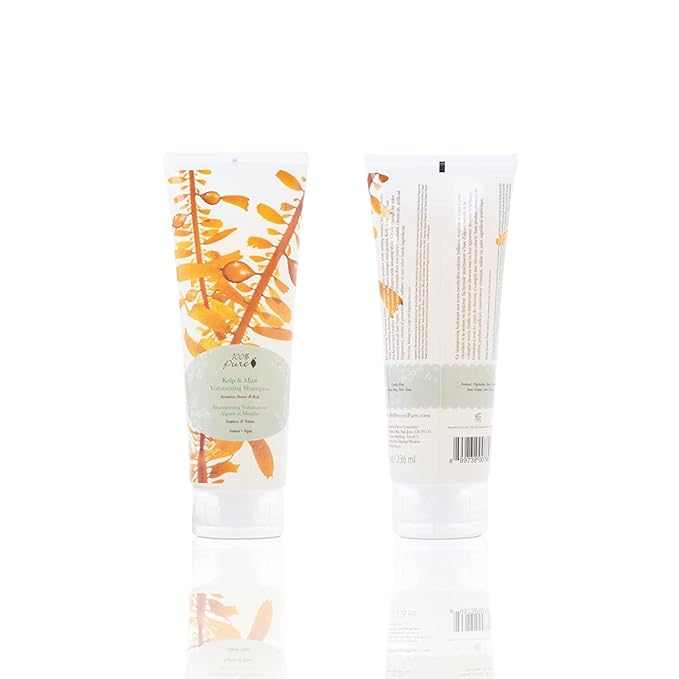 100% PURE Kelp & Mint Volumizing Shampoo Purifying Hydration & Deep Detox - Botanical Body Boost for Dry, Damaged Thinning Hair, Promotes Healthy Growth for Women & Men - Sulfate Free - 8 Fl Oz-VivaGrace Women