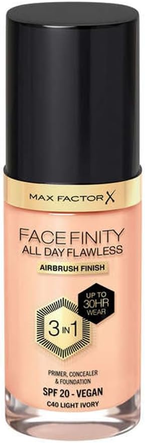 Max Factor Facefinity All Day Flawless 3 In 1 Foundation SPF 20, No. 40 Light Ivory-VivaGrace Women