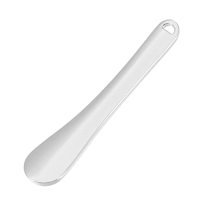 VOCOSTE 4 Pcs Makeup Spatula Mini Spoon, Eye Cream Massage Sticks Beauty Scoop, for Facial Cosmetic Face Cream, Zinc Alloy 2.32"x0.46", Silver Tone-VivaGrace Women