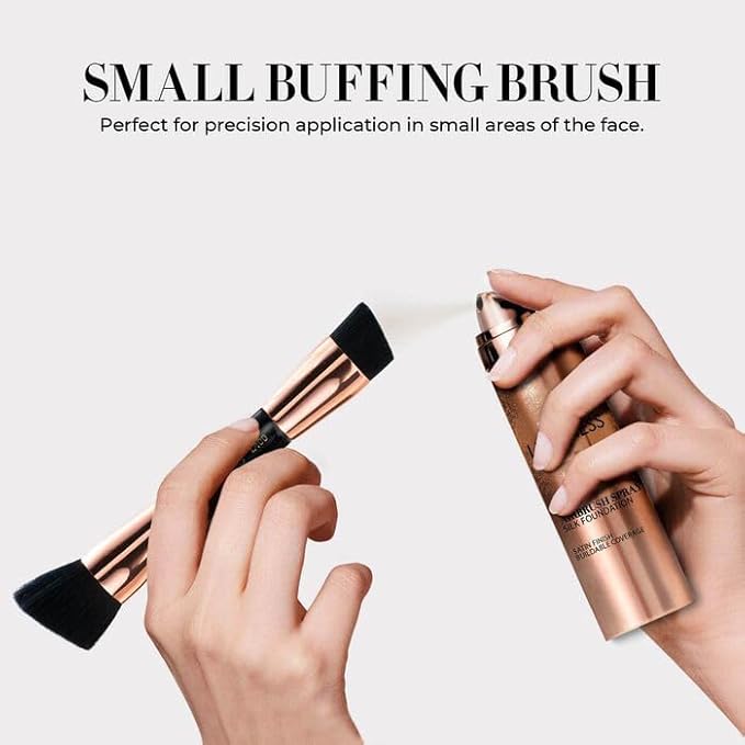 LUMINESS Silk Airbrush Spray Foundation & Buffing Brush Kit – Full Coverage Foundation & Dual-Sided Buffing Brush - Buildable Coverage, Anti-Aging Formula Hydrates & Moisturizes (Shade - Light Rich)-VivaGrace Women