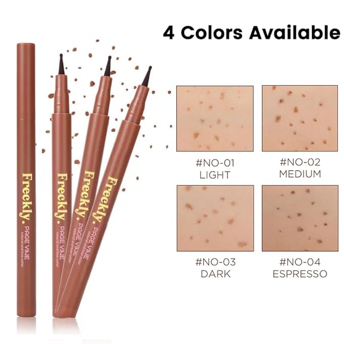 Freckle Pen, Natural Lifelike Fake Freckles Makeup Pen Stamp for Sunkissed Makeup,Magic Faux Freckle Stain Marker Long Lasting Quick Dry - (03DARK+04ESPRESSO)-VivaGrace Women