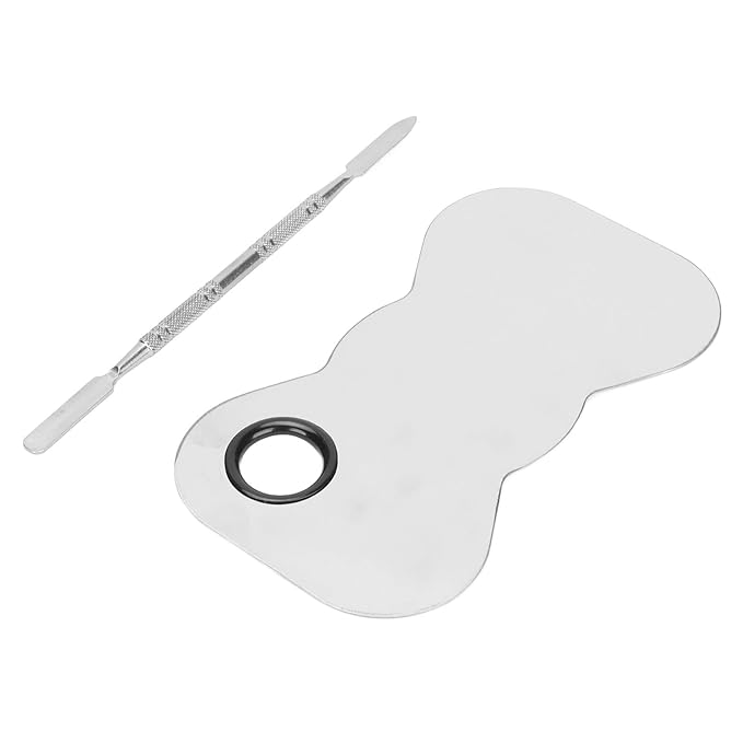 Cosmetic Makeup Palette Spatula, Mixing Bow Shape Stainless Steel Makeup Palette for Cosmetic Blend-VivaGrace Women
