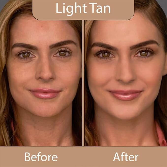 LUMINESS Silk Airbrush Spray Foundation & Buffing Brush Kit – Full Coverage Foundation & Dual-Sided Buffing Brush - Buildable Coverage, Anti-Aging Formula Hydrates & Moisturizes (Shade - Light Tan)-VivaGrace Women