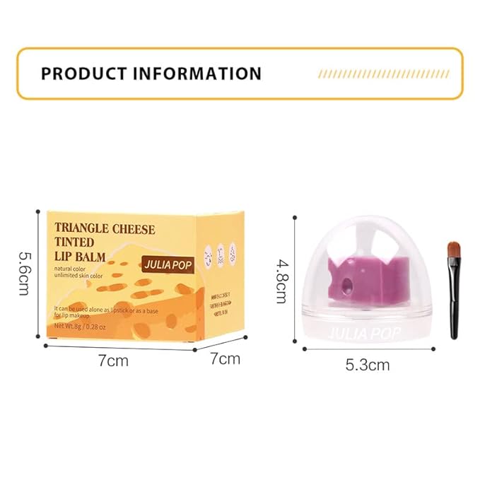 AKARY Cheese Shaped Tinted Lip Balm, Natural Moisturizing Lip Care All-day Moisture, Daily Lip Balm for Chapped Cracked Dry Lips, Soothing, & Refreshing, Hydration Treatment & Sleeping Care, 0.28oz-VivaGrace Women