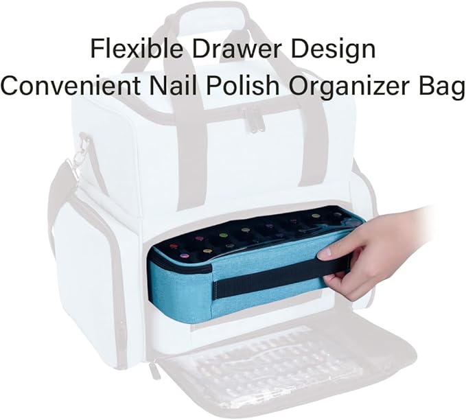 Small Clear Nail Polish Organizer Holds 40 bottles(15ml-0.5fl.oz) Nail Polish Case Multifunctional Nail Polish Bag organizer, Cosmetic Travel Makeup Bags for Women Green