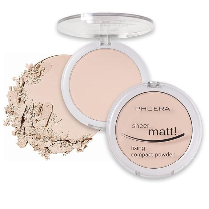 2 Pack PHOERA Matte Face Powder, Control Oil Brighten Skin Color Cover Blemish Makeup Face Setting Setting Powder 。 201-Translucent-VivaGrace Women