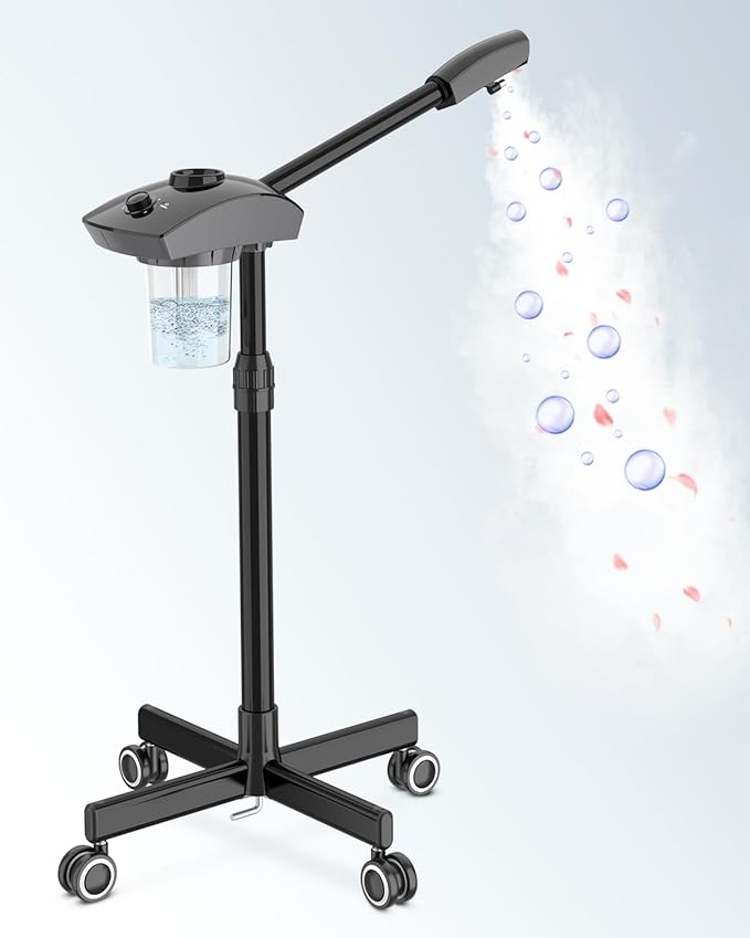 Kingsteam Professional Ozone Nano-Ionic Facial Steamer | Deep Cleansing Hydrating | Salon Home Spa Face Steamer | Pore Cleanser | 60-Min Timer | 360° Swivel | Esthetician Favorite Tool, Black-VivaGrace Women