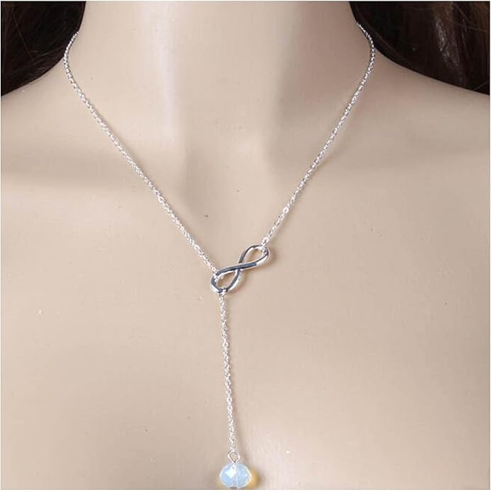Boho Crystal Infinity Necklace Gold Y Necklace Minimalist Crystal Y Lariat Necklace Chain Jewelry for Women and Girls-VivaGrace Women
