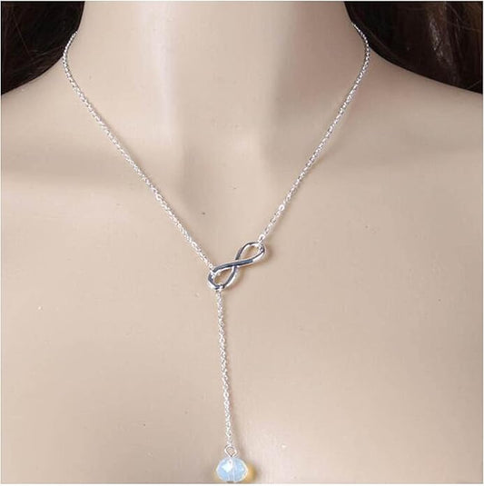 Boho Crystal Infinity Necklace Gold Y Necklace Minimalist Crystal Y Lariat Necklace Chain Jewelry for Women and Girls-VivaGrace Women