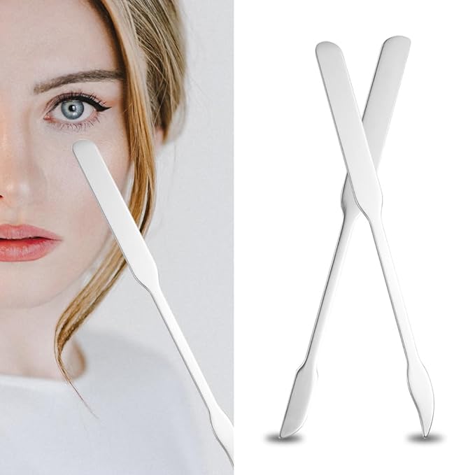 3pcs Cosmetic Mixing Makeup Spatula Nail Art Palette,Spoon Stainless Steel Spatula Face Brush Stirring Embossing Stick Makeup Brushes Cosmetic Tools Nail Polish Mix Stick-VivaGrace Women