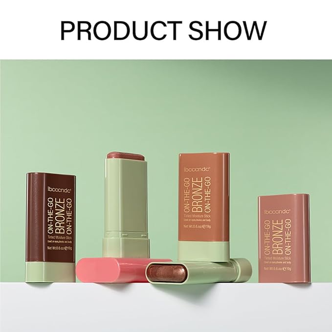 Multi-Use Makeup Blush Stick, Cream Blush Stick, Tinted Solid Moisturizer Stick for Cheek & Eyes & Lips, Waterproof Natural Nude Makeup, Suitable for All Skin (2#Soft Glow)-VivaGrace Women