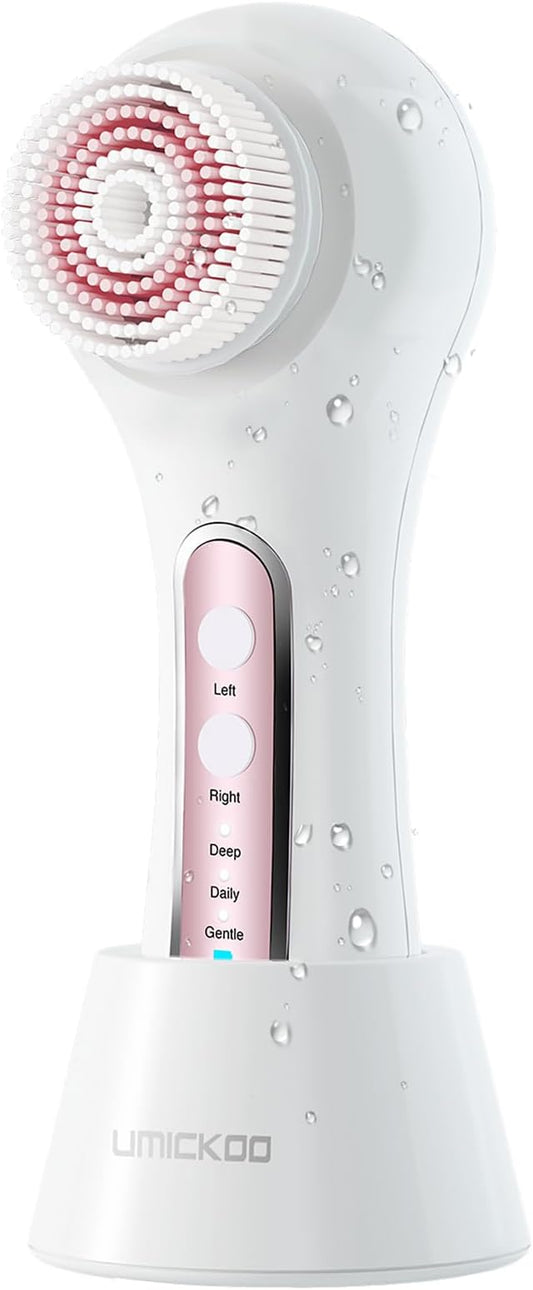 Face Scrubber Exfoliator,Facial Cleansing Brush Rechargeable IPX7 Waterproof with 5 Brush Heads,Electric Face Spin Brush for Exfoliating, Massaging and Deep Cleansing-VivaGrace Women