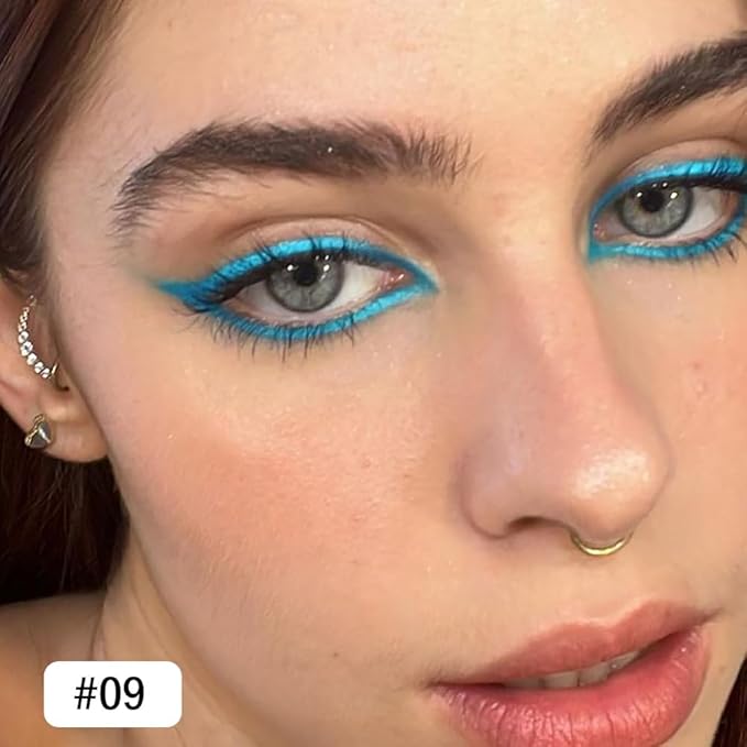 evpct Sky Blue Gel Eyeliner Pencil for Women Waterline Waterproof Smudge Proof Eye Makeup Liners, Blue Mascara Eye Liner Gel Liner Eyeliner with Sharpener delineador de ojos contra el agua 09