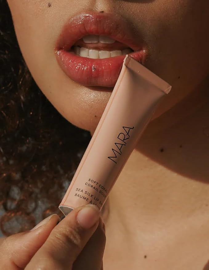 MARA - Natural Sea Silk Lip Balm With Algae + Moringa | Non-Toxic, Plant-Based Skin Care, Hypoallergenic | Moisturize, Plump + Soothe Dry, Chapped Lips (Coral, 0.5 oz | 15 ml)-VivaGrace Women