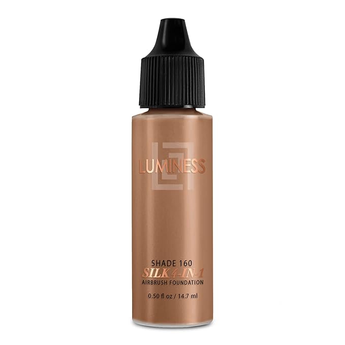 Luminess Air Silk 4-In-1 Airbrush Foundation- Foundation, Shade 160 (.5 Fl Oz) - Sheer to Medium Coverage - Anti-Aging Formula Hydrates and Moisturizes - Professional Makeup Kit for Cordless Air Brush-VivaGrace Women