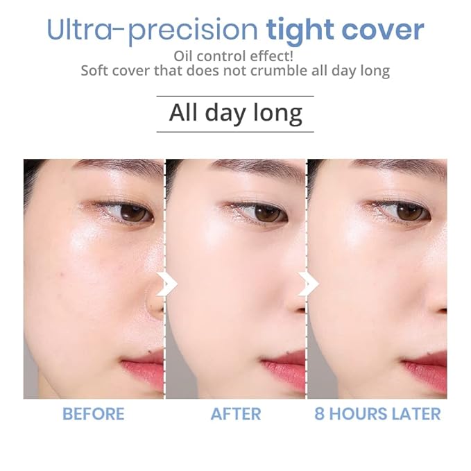 S2ND Zero Fit Matte Cushion Natural Coverage Foundation Air Cushion, Long-Lasting Hydrating Compact (#Pure Light (#17~19))-VivaGrace Women