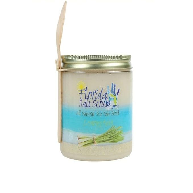 Sea Salt Body Scrub by Florida Suncare - Ocean Salt Body Polish Infused with Marine Algae - Exfoliating Face and Body Scrub - Facial Scrub Exfoliator to Tackle Acne (Lemongrass, 3.3 oz)-VivaGrace Women