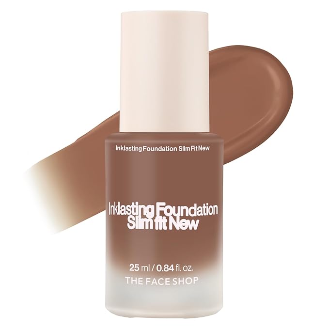 THE FACE SHOP Ink Lasting Liquid Foundation, Full Coverage, 72‑Hour Wear Semi‑Matte Finish, Makeup with Bakuchiol, N610 Pecan, 0.84 Fl. Oz.-VivaGrace Women