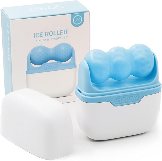 Ice Roller for Face and Eyes - Facial Skin Care Tools with 2 in 1 Face Roller and Travel Case, Self Care Gift for Men Women (Blue)-VivaGrace Women