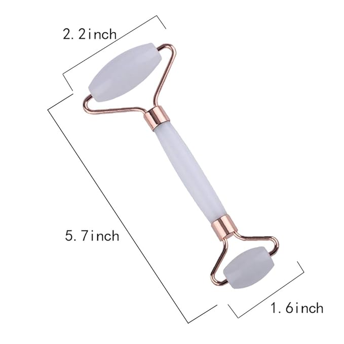 Jade Roller and Gua Sha Set - Facial Body Eyes Neck Massager Tool for Beautiful Skin Detox - Reduce Wrinkles Aging -(White Jade)-VivaGrace Women