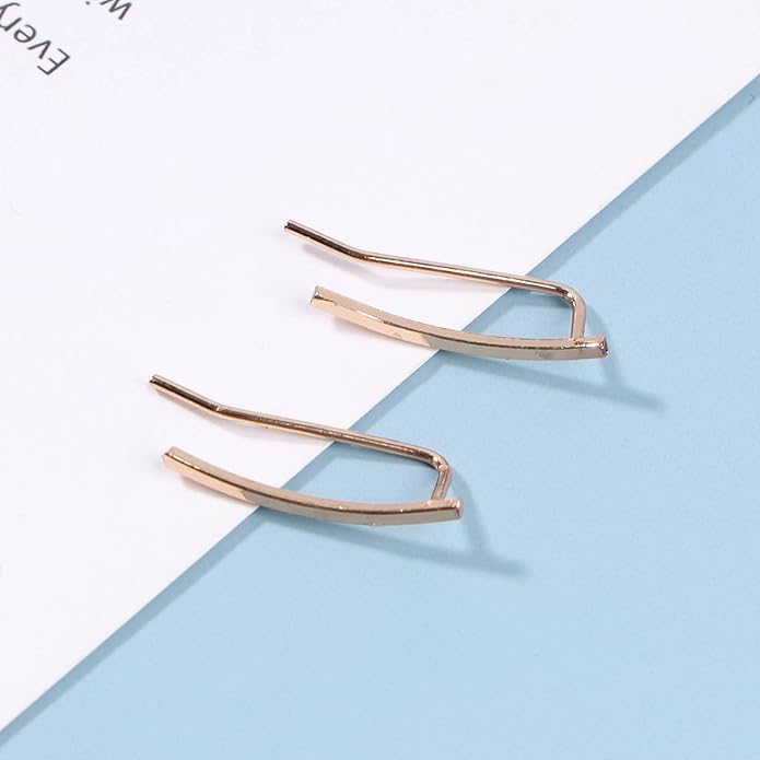 Boho Bar Ear Climber Earrings Gold Stick Studs Earrings Bar Ear Crawler Earrings Geometric Minimalist Earrings Jewelry for Women and Girls-VivaGrace Women