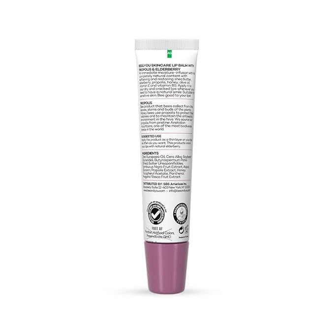 Bee and You Elderberry and Propolis Extract Lip Balm, Beeswax, Shea Butter, Vitamin E, 100% Natural Moisturizing Lip Balm, Chapstick, Chapped Lips Treatment Severe, 10ml-VivaGrace Women