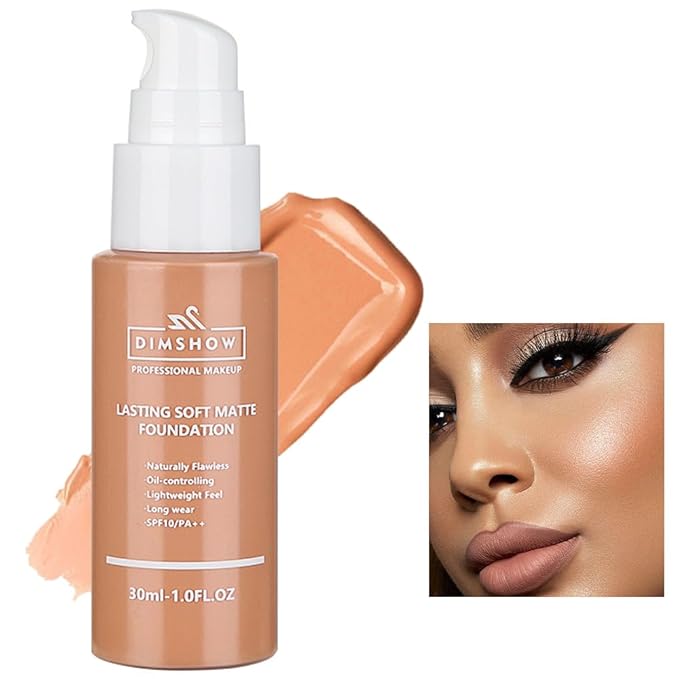 Flawless Matte Liquid Foundation Makeup, Vegan & Cruelty-Free, Liquid Oil-Free Foundation Face Makeup for Combination & Oily Skin, Longwear Medium-Full Coverage (10, 30ml)-VivaGrace Women