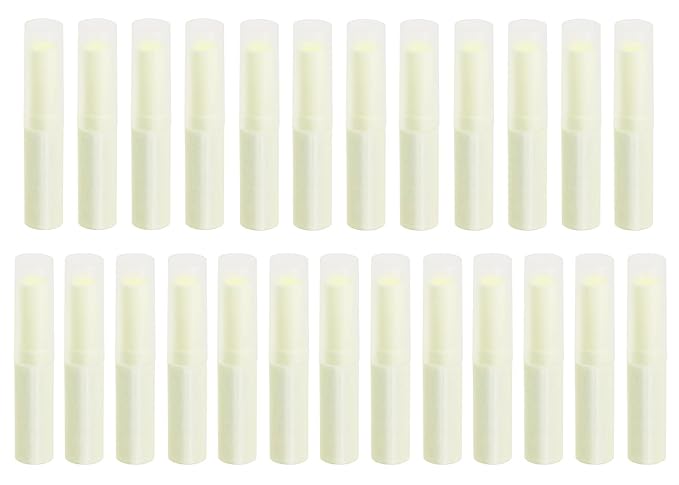 0.14oz Empty Flavored Lip Balm Container Tubes Plastic Homemade Moisturizing Lip Stick with Caps Bulk Fit for Women Adult DIY Making Supplies, 25 Count (Beige)-VivaGrace Women