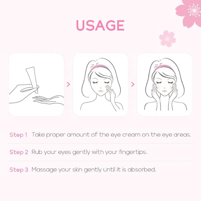 AKARY Cherry Blossom Eye Cream with Hyaluronic Acid, Lightweight Skincare Eye Cream for Dark Circles and Puffiness, Hydrating Under Eye Cream for All Skin Types, Cruelty-Free & Fragrance-Free-VivaGrace Women