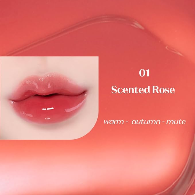 ETUDE Over Glowy Lip Stain Tint #1 Scented Rose | Non-Sticky Vegan Lip Tint | Moisturized & Long-lasting Lip Gloss | Daily Tint for Dry Lips K-beauty-VivaGrace Women